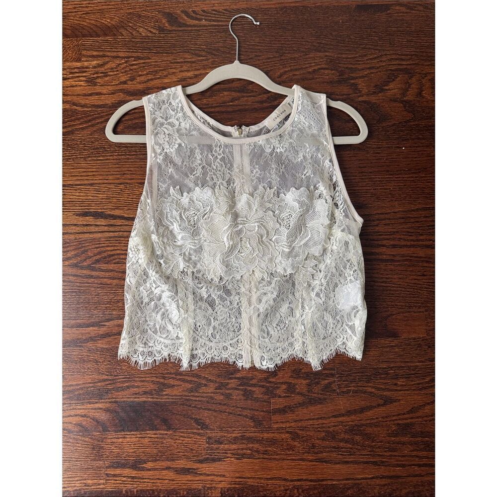 Sleeveless Ivory Lace Crop Top - Brand: